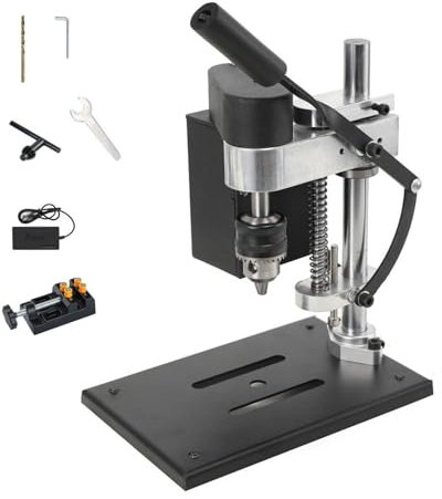 Mini Electric Bench Drill Press Stand Kit, Benchtop Drilling Machine with 7-Gear Variable Speed, Home Perforating Machine, B10 Chuck, Drilling Tool for Metal, Wooden, DIY, Jewelry