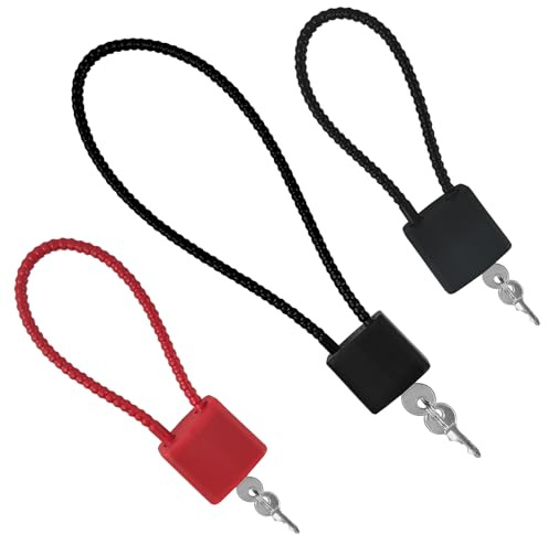 MOSTFUN 3 PCS Steel Rope Padlocks with Keys, Heavy Duty Lock, Flexible Cable for Wheelie Bin, Suitcase, Bicycle, Gym Cabinets, Small Cable Lock, Black Red