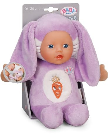 BABY born for babies Funny Bunny 26 cm Soft Doll with Finger Pockets | Long ears for attaching a dummy, finger pockets for play, soft fabric body, washable, from birth
