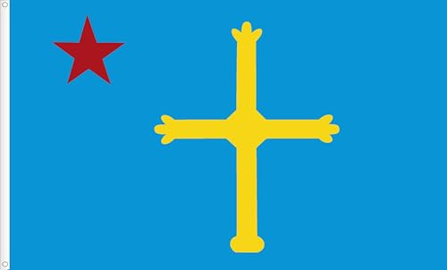 BANDERA NACIONALISTA ASTURIANA. (ASTURINA). CALIDAD RASO PREMIUM 120. MEDIDA GRANDE 150X90 CM