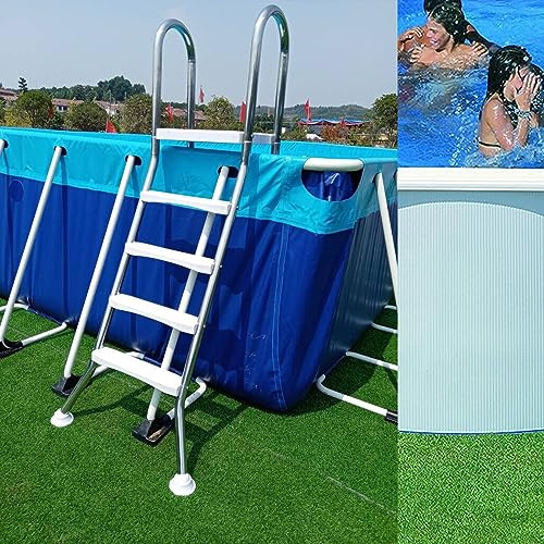 BOTOWI Scala per Piscina A 4 Gradini Scala per Piscina Fuori Terra 135 Cm Struttura in Metallo in Acciaio Inossidabile Resistente alla Corrosione con Gradini in Plastica Antiscivolo per Impieghi