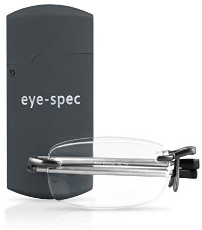 eye-spec Folding Reading Glasses with Black Pocket-Sized Case | Rimless Foldable Design for Men and Women - Available in 7 Colours, 9 Lens Strengths