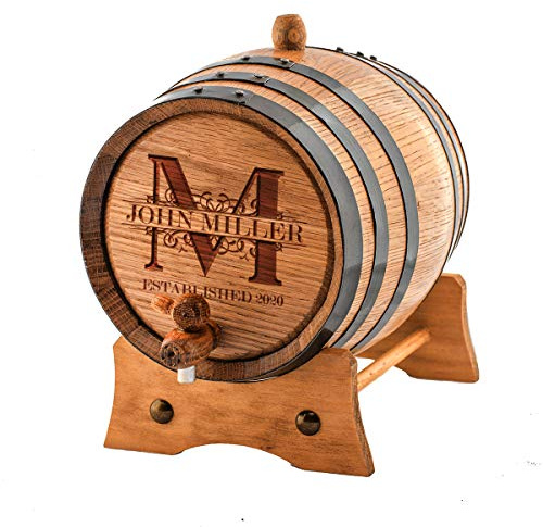 Custom Whiskey Barrel - Personalized Wine Barrel - Engraved Oak 2 Liter Barrel | Age your own Tequila, Whiskey, Rum, Bourbon, Wine