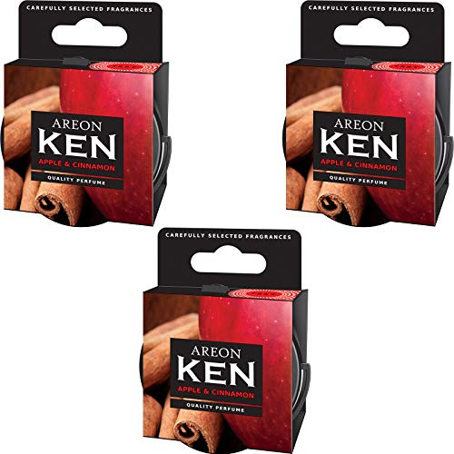 AREON Ken Désodorisant Voiture Pomme Cannelle en Pot Maison Couvercle Ventilé Réglable 3D (Apple and Cinnamon Lot de 3)