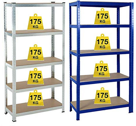Regal Lagerregal Schwerlastregal 180x90x40cm Kellerregal Steckregal Werkstattregal 5 Böden Höhenverstellbar Metallregal Regalsystem Max. Belastbarkeit für jedes Fach: 175kg - Blau