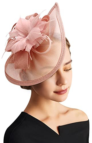 DRESHOW Women Fascinator Hats Tea Party Hat Vintage Pillbox Hat Headband for Cocktail