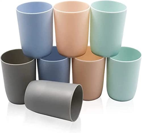 Topsky Set di 8 bicchieri per spazzolini da denti, porta spazzolini colorato, bicchiere plastica largo, porta spazzolino, perfetto per bambini, adolescenti e adulti (280 ml, multicolore)