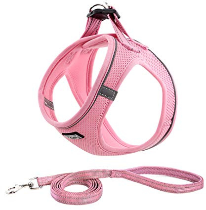 Suredoo Arnés Perro Pequeños Arnés Antitirones Reflectante Cómodo Transpirable Arneses Chaleco para Cachorros, Perros Pequeños y Gatos (S, Rosa)
