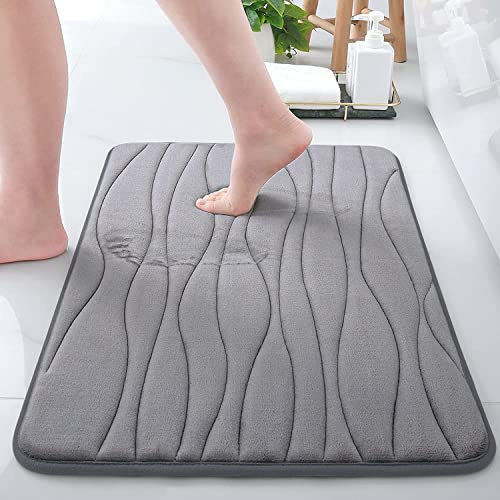 Homaxy Memoryschaum Badezimmerteppich Weich Badematte rutschfest Badteppich Saugfähige Badvorleger Waschbar Duschvorleger - Dunkelgrau, 40 x 60 cm