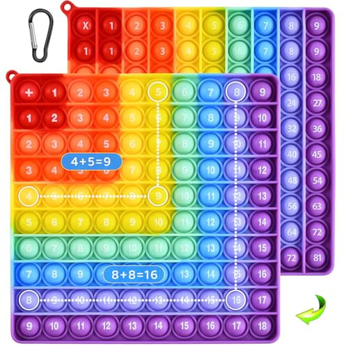 Popit XXL Fidget Toys, Pop it, Push Pop Bubble Fidget Sensory Toy, Stressabbau Sensory Toy, Rainbow Multiplikationsbrett, Multiplikation für Kinder Lernspielzeug für Zusatz (A2)