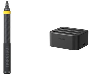 Insta360 3m - 9.8ft Extended Edition Selfie Stick X3, One RS 1-Inch 360 Edition & One X2 & X3 Fast Charge Hub