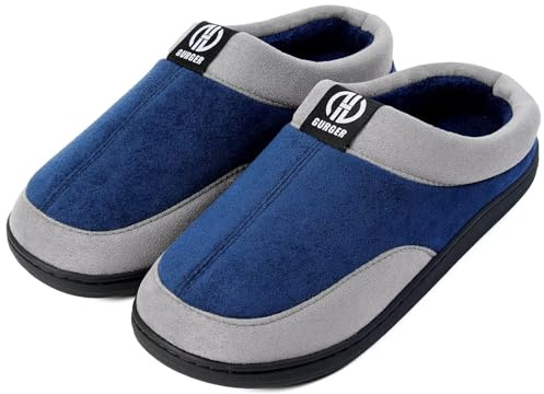 GURGER Zapatillas de Estar por Casa de Hombre Invierno Forro de Cálido Espuma Viscoelástica Antideslizante Pantuflas Azul 44 45