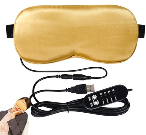 Compresa térmica para ojos, compresa de calor para ojos, con correa ajustable y temperatura, almohadilla eléctrica para calentar los ojos, segura para el trabajo y el sueño