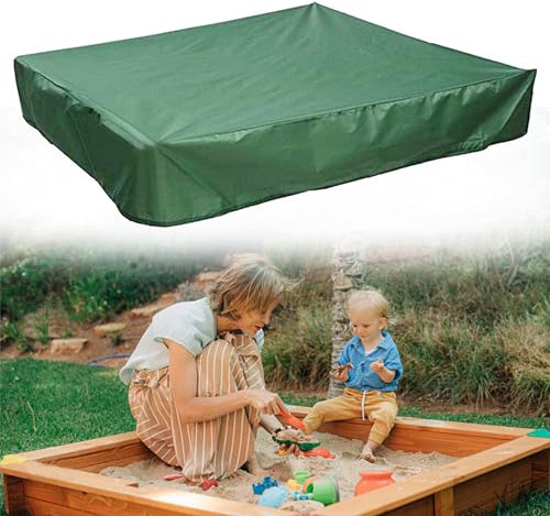 AUNGKWANG Housse de Bac à Sable, 120 cm * 120 cm Bâche bac à Sable, Square Couverture de Bac à Sable, Tissu Oxford 210D Imperméable, avec Cordon de Serrage, pour bac à Sable, Piscine, Jardin