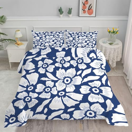 Linfye Bettdecke 155x220 4 Jahreszeiten Blaue Blume Steppdecke 155x220 Vierjahreszeiten Schlafdecke Ganzjahresdecke, Bettdecke Ohne Bezug Bettdecken Wende Waschbar Antiallergisch BC273