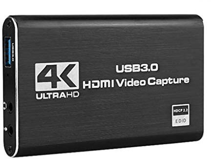 USB3.0 HDMI Video Capture Card 4K 1080P Video Grabber Record Box for PS4, Black, 15x12x4cm