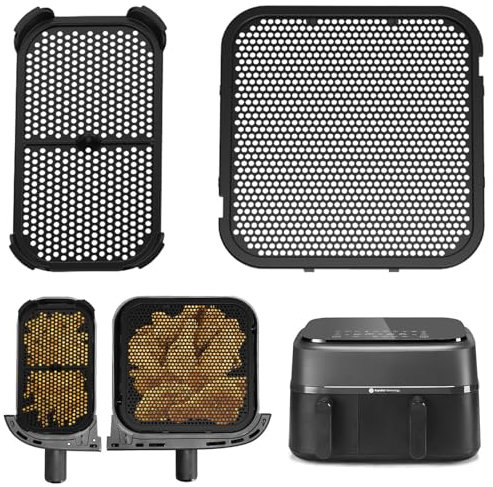 2 Pack Grille Anti Projection pour Friteuse à air chaud Philips Dual Basket Série 3000 NA350,Accessoires Réutilisable pour Philips Airfryer 6L/3L,Protection Anti-éclaboussures,Air Fryer Moule Silicone