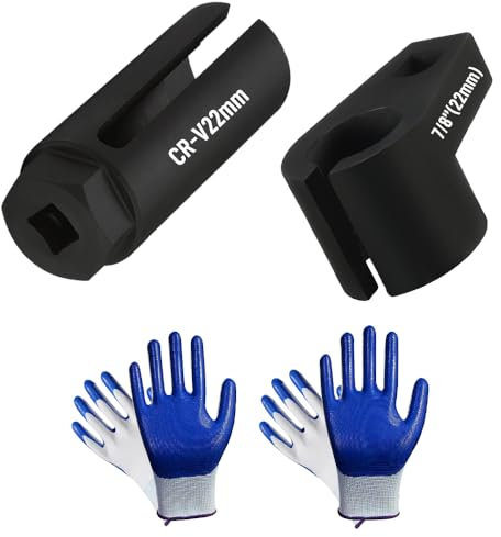 Oxygen Sensor Socket with Side Wire Cutout, Oxygen Sensor Removal Tool 3/8 Drive x 7/8 (22mm) 6-Point, 1/2 Drive x 7/8 (22mm) o2 Sensor Socket for Most Car to Prevent Wire Damage