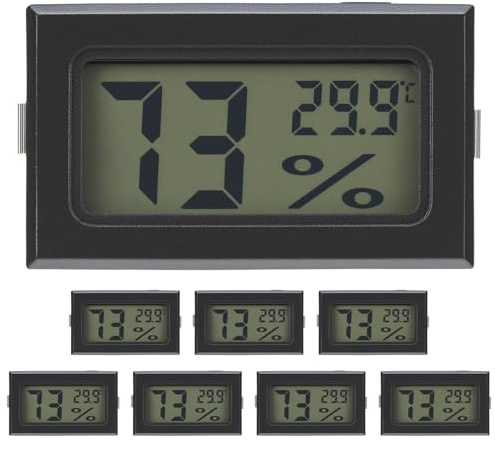 QWORK® 8 Pack Digital Thermometer Hygrometer - 48 * 29 * 15 mm - Compact Indoor Temperature and Humidity Monitor