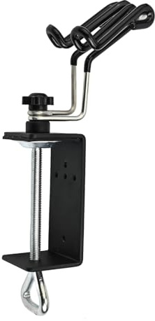 Double Airbrush Clamp Holder, Heavy Duty Table Clamp Airbrush Stand Rack For Two Brushes, Pivoting Mechanism For Easy Left-to-right Adjustment