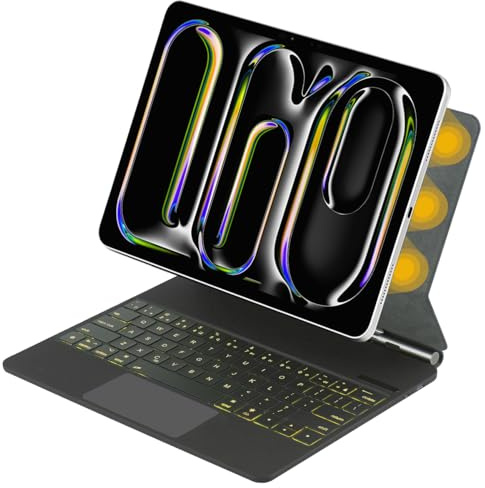 FIABANO Magic Keyboard för iPad Pro 13 tum (M4), trådlöst Bluetooth-tangentbord | styrplatta tangentbord med magnetiskt stativ och strömskärm