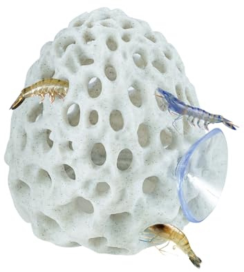 Boxili Shrimp Dome Hide with Suction Cup, Shrimps Resting Hideout Cave, Aquarium Decor Accessories for Betta Small Fish Guppy (White)