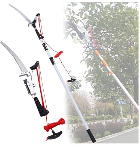 Pole Pruning Saw, Telescopic Tree Pruner, Heavy Duty Extendable Telescopic Garden Tree Pruner with Saw Blade Lopper Cutter(4m/13ft)