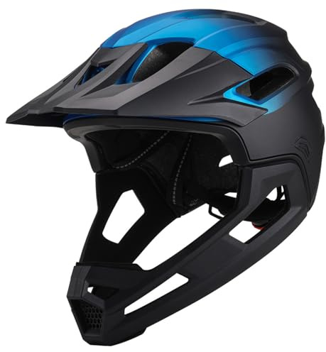 Casque de vélo Adulte Hommes Femmes Protection complète et Demi-Visage Casque de Cyclisme résistant au Vent avec mentonnière Amovible léger réglable pour Les Sports Plein air