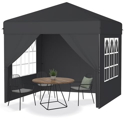 YRHome Padiglione pop-up pieghevole 2,5 x 2,5 m, impermeabile, stabile, invernale, con pareti laterali, altezza regolabile, protezione UV, per giardino e festa, con borsa per il trasporto, colore