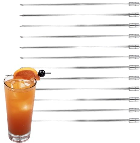 Cocktailspett Till Drinkar | Silverfärgat Rostfritt Stål Spett Tandpetare | Cocktail Garnering Tandpetare - Återanvändbara Oliv Frukt Bar Fest Buffé Skolstart Bakning Examen Högtid Glas Sallader Sushi