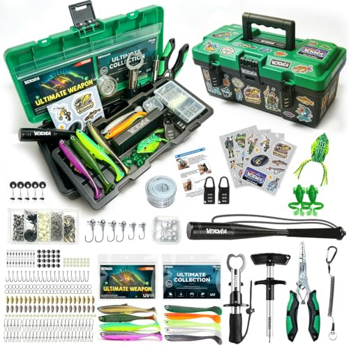 VEYCVLA Fishing - Maletín de pesca con accesorios de pesca, incluye herramienta de pesca premium, para lucioperca, perca, trucha, cebo para principiantes profesionales y adultos, ideal para regalar