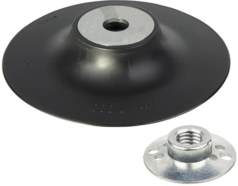 wolfcraft Platorello Ø 125 mm I 2454000 - per smerigliatrici angolari - dado flangiato M14 - Secondo la norma ISO 15636