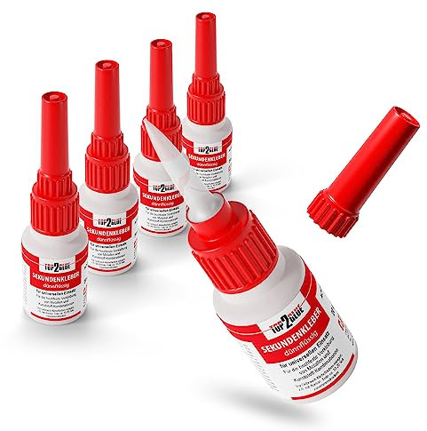 Top2Glue Sekundenkleber extra stark - 100gr - hochfester Cyanacrylat Kleber - wasserfest, dünnflüssig, hitzebeständig, Industriequalität - Spezial Verschluss Alleskleber Kunststoff, Metall, Glas, Holz