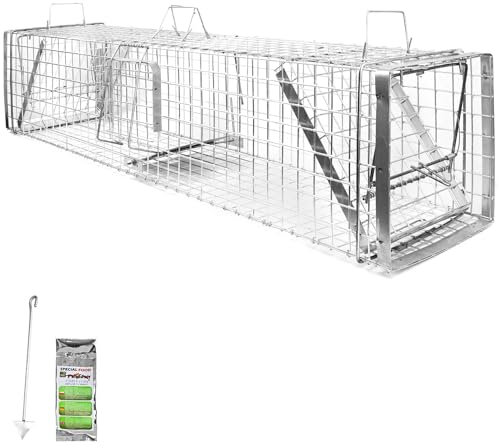 Petigi Tierfalle Lebendfalle für kleine bis mittelgroße Tiere wie Maus, Katze, Marder, Fuchs, Otter, Kaninchen, Drahtfalle, Modell: Heavy 5 (150 x 34 x 34 cm)