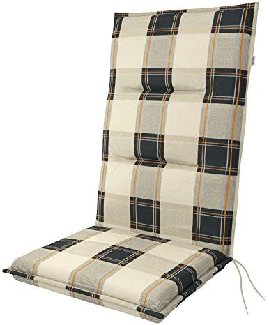 Doppler / Hochlehner Spot/Gartenstuhlauflage/Hochlehner/Beige Grau kariert/ca. 119 x 48 x 5 cm