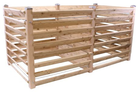 Composteur moderne duo d'environ 100 x 193 cm - Hauteur : 100 cm - En bois de mélèze massif - Système d'emboîtement