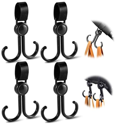 GWAWG 4PCS Kinderwagen Haken, Kinderwagen Tasche Clip, Kinderwagen Zubehör, Kinderwagen schweren Gegenstand Haken, geeignet für Kinderwagen, Rollstühle, Fahrräder, Einkaufswagen, Kinderwagen