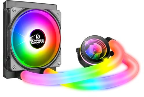 EMPIRE GAMING Guardian P-W120 Watercooling AIO PC Gamer – CPU Kühlung Flüssigkeit ARGB 3 Pins 5V – 1x120MM – Intel LGA 1700/1200/115X/1366/2066/2011, AMD AM5/AM4 – Schwarz