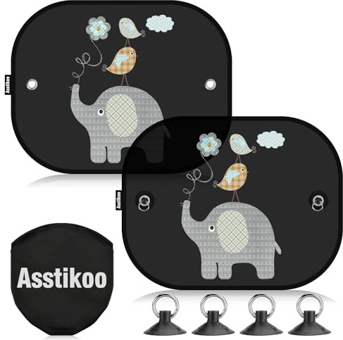 Asstikoo Car Window Shades for Baby, Car Sunshades for Kids 2 Pack