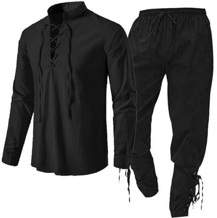 Trajes de lana ajustados para hombre, conjunto de ropa medieval para hombre, conjunto de ropa para hombre con camisa de lino, camisa medieval para hombre, pantalones medievales con correa al tobillo,