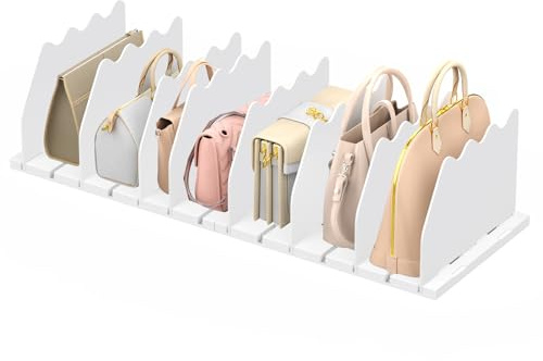 Ronlap Divisori per mensole, organizer per borse, scaffale per armadio, organizer regolabile per vestiti, organizer per borsa, per cucina, armadio, bagno, 8 pezzi, bianco