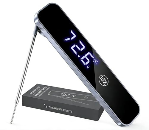 Termómetro Cocina, Homtronics Termómetros Alimentos Digital de Lectura instantánea de 1s, 180° Reversible Retroiluminación y Calibración, ° C / ° F Conmutable para Carne, BBQ, Comida, Horno, Liquidos