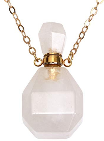 Levemolo Crystal Pendant Necklace Perfume Bottle Decor Essential Oil Gemstone Necklace for Women