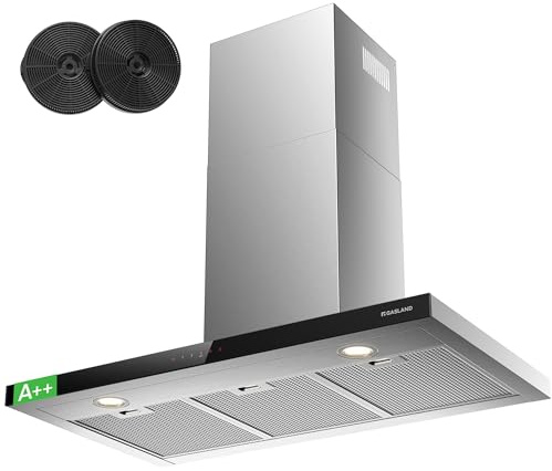 GASLAND TR90SS A++ Dunstabzugshaube 90cm Umluft, Wandhaube 881m³/h mit CF176 Aktivkohlefilter Touch-Bedienung 4 Stufen Inkl. Booster Abluft Wandmontage Abzugshaube Edelstahl