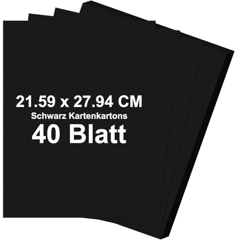 Cartulina negra para manualidades, A4, papel de cartón A4, 40 hojas de cartón grueso para manualidades, scrapbooking, manualidades, dibujo, tarjetas de visita, invitaciones, menús, fabricación de
