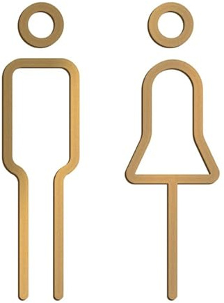 Cartello Del Bagno Targa for WC color oro nero, etichetta adesiva for porta in ottone, cartello segnaletico(Gold)
