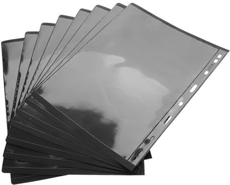 SUPVOX Álbum de Colección de Sellos 10 Páginas Tamaño Estándar 9 Orificios Fondo Negro, Hojas Protectoras para Sellos y Billetes, Almacenamiento Seguro para Coleccionistas