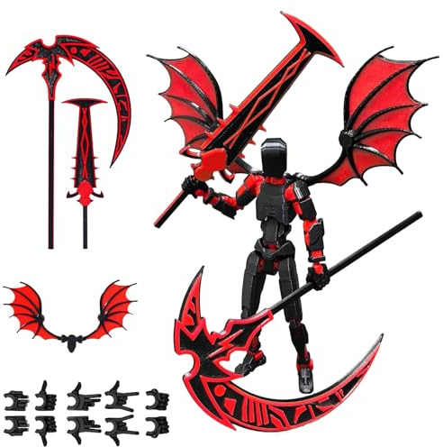 T13 Action Figure , 3D Printed Poseable Model, with 8 Accessories | Pre-Assembled, Poseable Joints, Wings, Hand Parts, Desk Display, Collectors