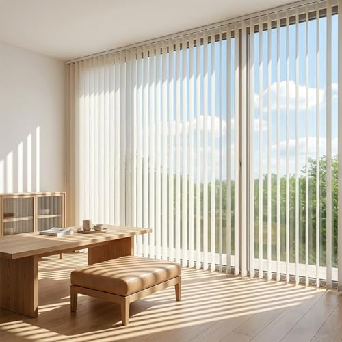 Genérico Cortina Lamas Verticales Opaco Estores Verticales Cortina Corredera Privacidad Estor Vertical Control de Luz Estores Térmico Protección Solar para Oficina Balcón Dormitorios(60cmW x 160cmH)