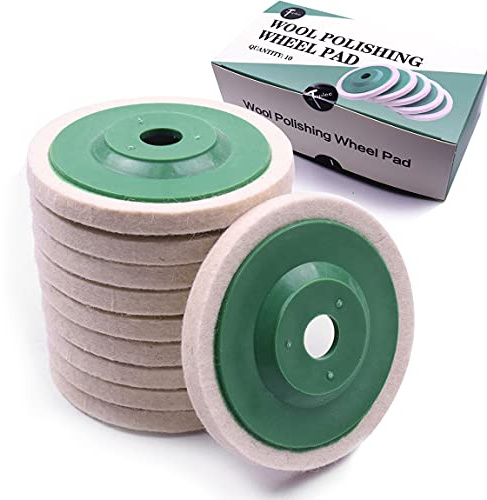 ATOPLEE Disque de polissage en laine,10pcs 98mm Dia Roue de polissage pour meuleuse d'angle 100mm,Roue de polissage en feutre de laine pour métal,marbre,bois(Diamètre de trou:16mm)